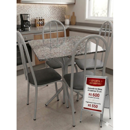 MESA 4 CADEIRAS 70 CM 